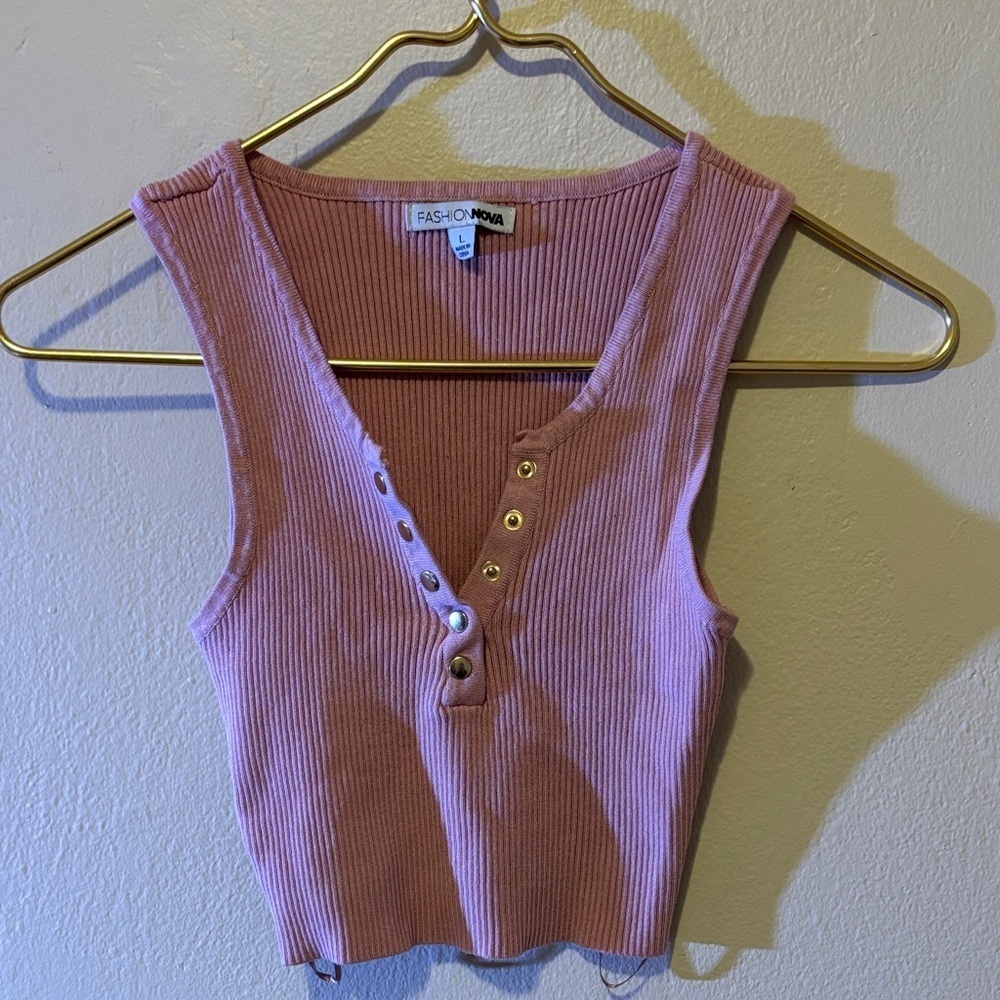Fashion Nova Pink Ribbed Tank Top
